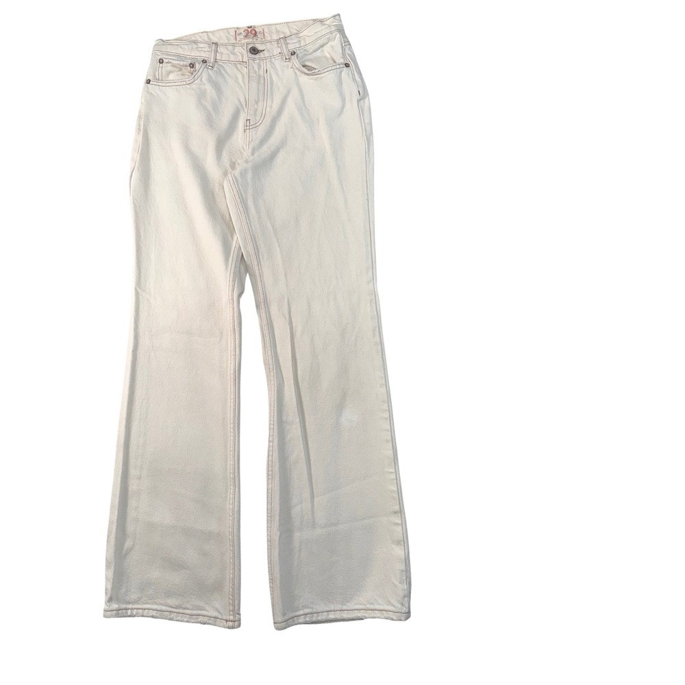 Free People We The Free Cream Flare Jeans Raw Hem Off White Womens size 29